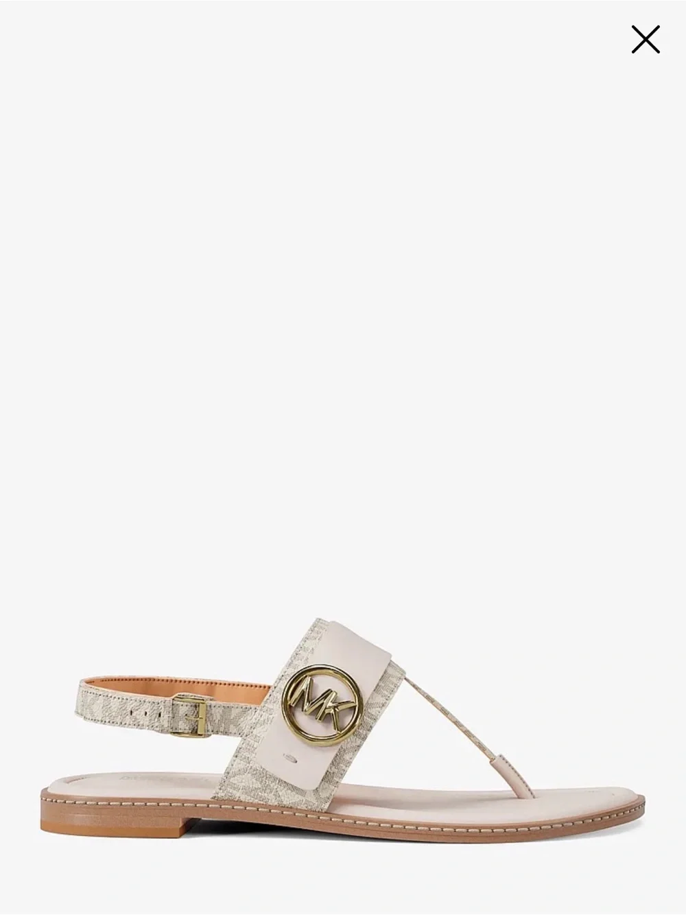 Michael Kors Beige and Gold Carmen Logo Thong Sandal